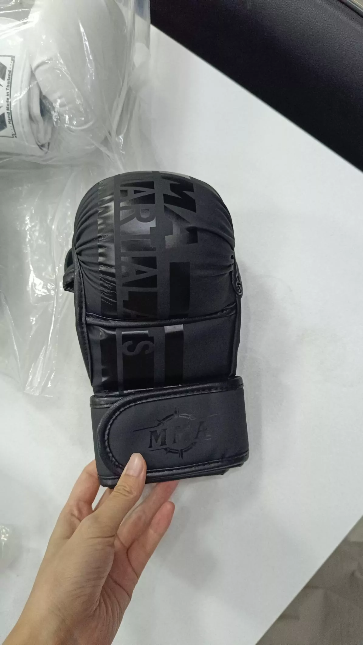 Close-up of boxing protective gear padding and breathable mesh lining