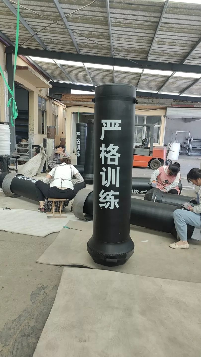 Bulk packed freestanding punching bags secured for overseas shipping